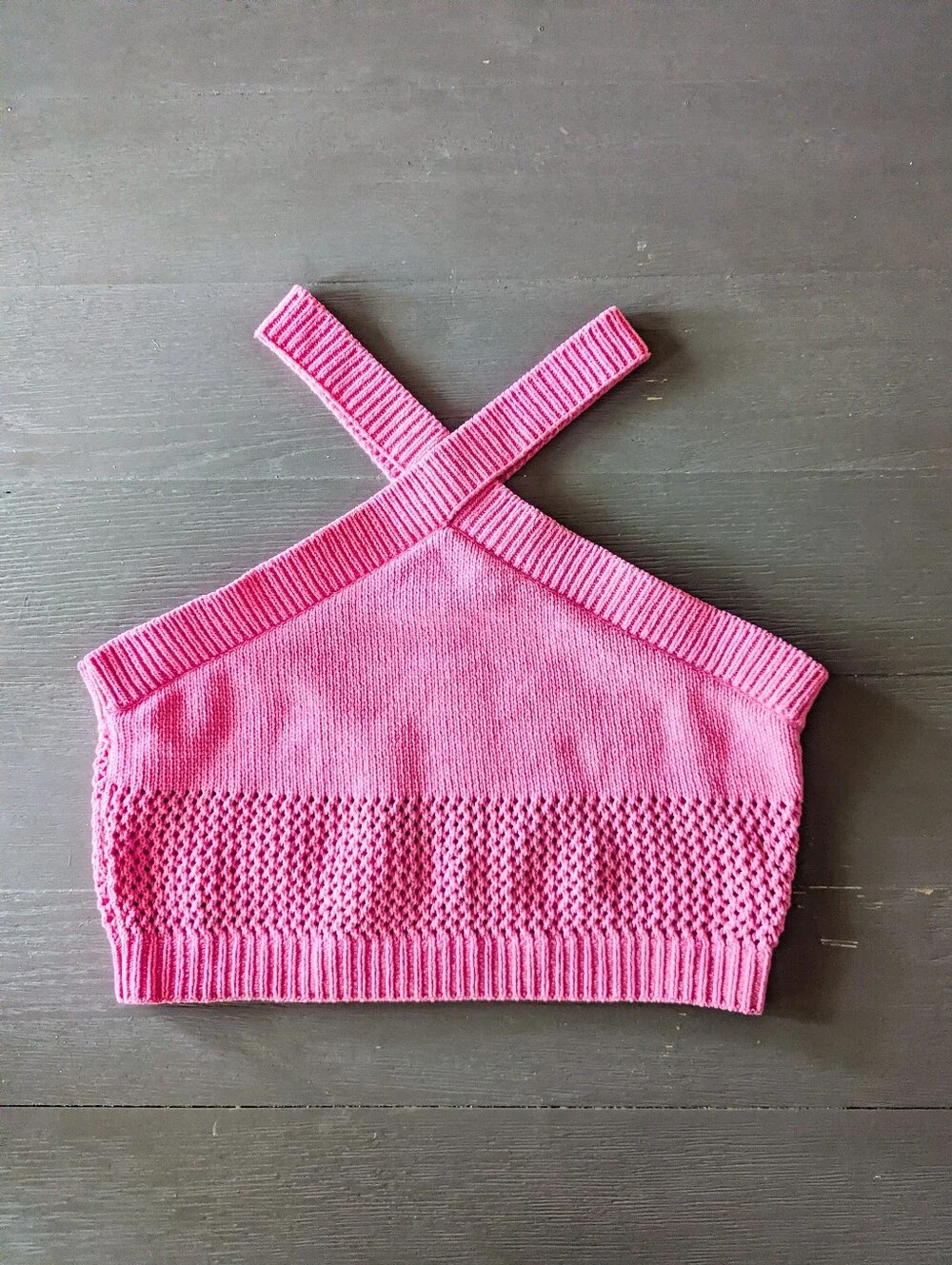 Zara Pink Crochet Halter Crop